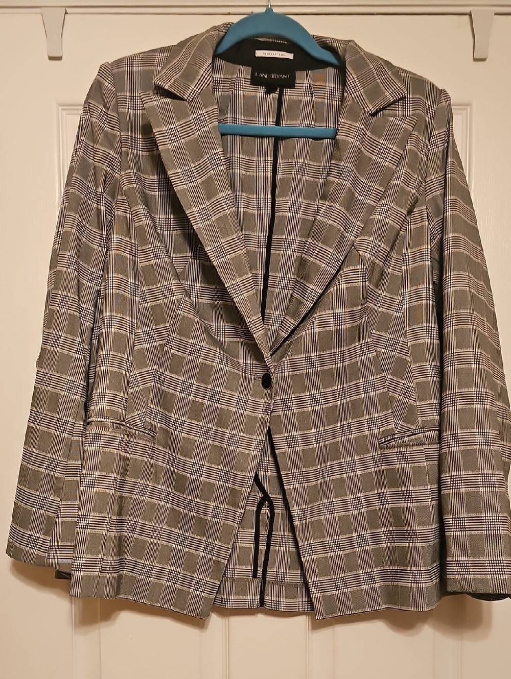 Lane Bryant Black and White Plaid Blazer
